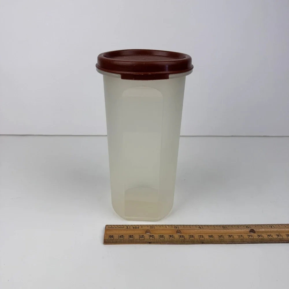 Vtg Plastic Tupperware 22floz Modular Mate Clear Bottom Brown Lid 1641-23‎ READ